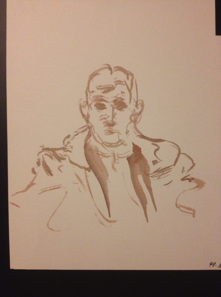 Self-portrait. Schmincke washes on paper. 