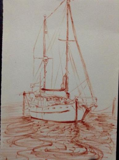 Large Yacht. Pitt Pen and Ink on Hahnemuhle Paper. 2015. 