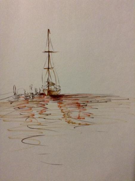 Small Yacht 2. Pitt Pen and Ink on Paper. 2015. 